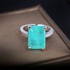 New High-end Custom Princess 10 Carat Square Emerald Paraiba Ring 10*14 Synthetic Paraiba Simple Women's Ring Party Gift