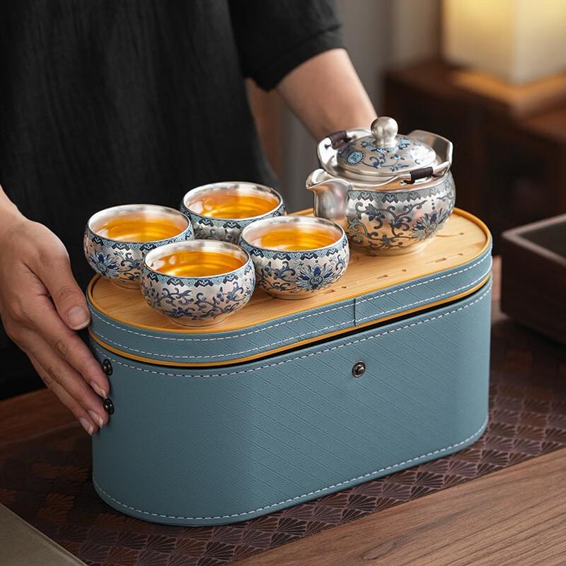 Элегантный китайский позолоченный серебряный керамический чайный набор