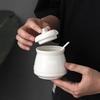 Black and White Ceramic Candy Jar Kitchen Seasoning Jar Household Storage Box Spoon Salt Bottle Household Kitchen Supplies