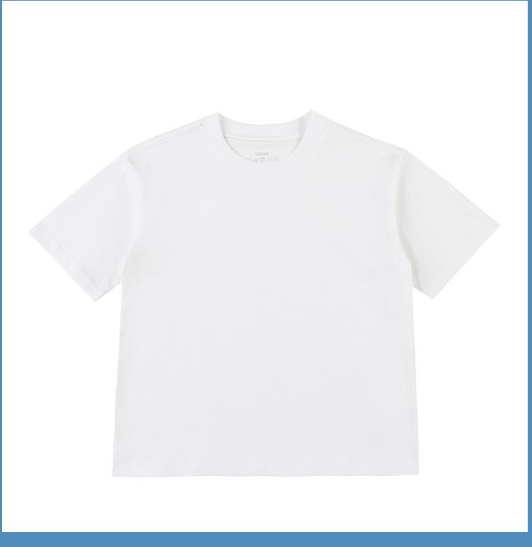Children's Pure Cotton Round Neck T-shirt - Solid Color, Loose Drop Shoulder, Short Sleeve - Spring/Summer for Boys & Girls