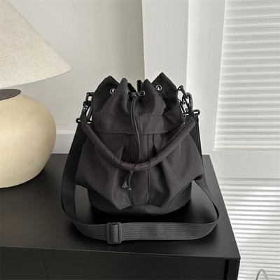 Módní a Cool Nová Zimní Móda Ležérní Velká Kapacita Oxford Látka Ruční Táhlo Stahovací Šňůrka Jednoramenná Crossbody Kbelíková Taška