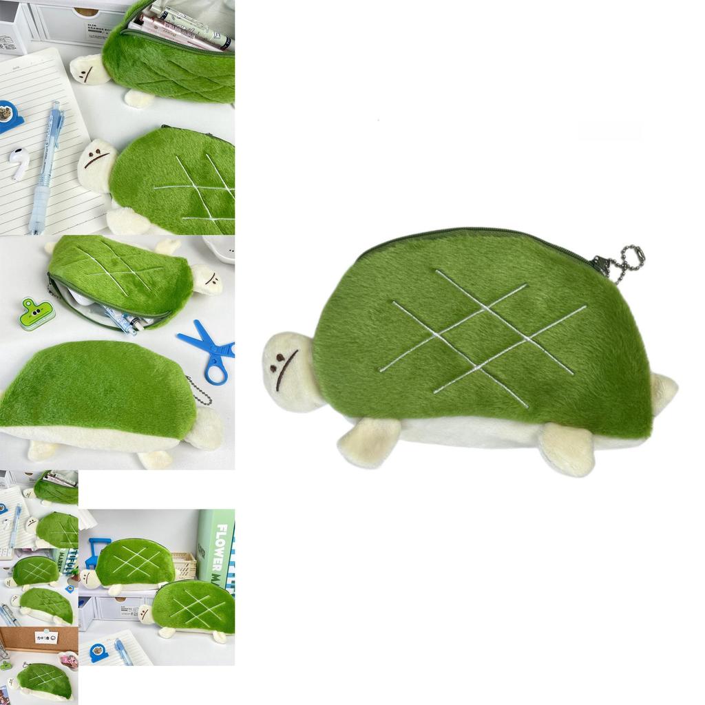 Adorable Estuche de Lápices de Tortuga de Peluche Lindo Bolso de Papelería de Animales Para Niños Almacenamiento