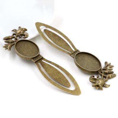 New Fashion 2pcs 18x25mm Inner Size Antique Silver Plated/Bronze Simple Style Handmade Bookmark Cabochon Base  Cameo Setting