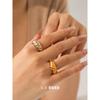 Anillo Europeo y Americano de Lujo Trenzado de Acero Inoxidable Roscado, Titanio Chapado en Oro de 18K, Joyería de Moda de Alta Gama para Mujer