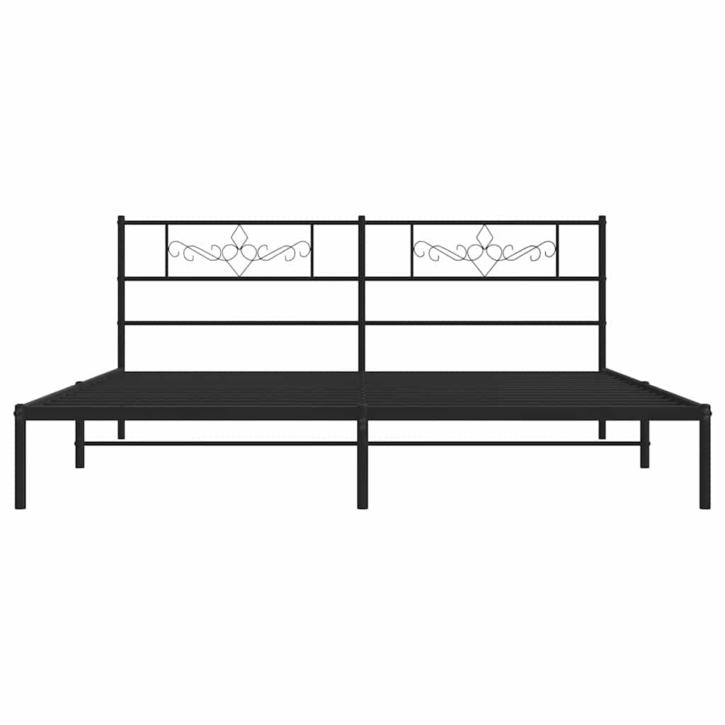 Metal Bed Frame with Headboard Black 183 x 213 cm