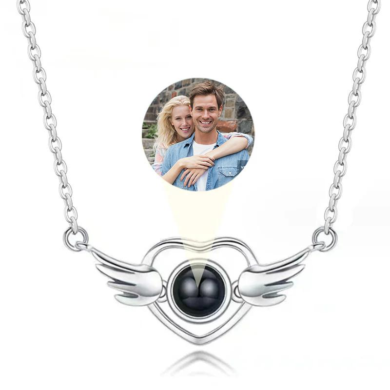 Custom Photo Necklace Projection Necklace with Picture I Love You 100 Languages Personalized Necklace Jewelry Gifts for Women