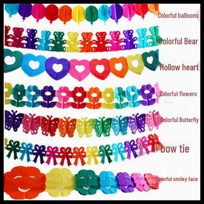Seven-Color Paper Flower Streamers: Children's Birthday & Kindergarten Party Decoration Banner