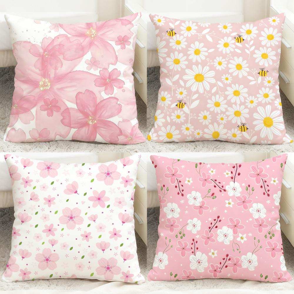 Light Pink Gentle Petals Cushion Cover Comfortable Reversible Pillow Cover Ideal for Car Sofa Bedroom Beyond