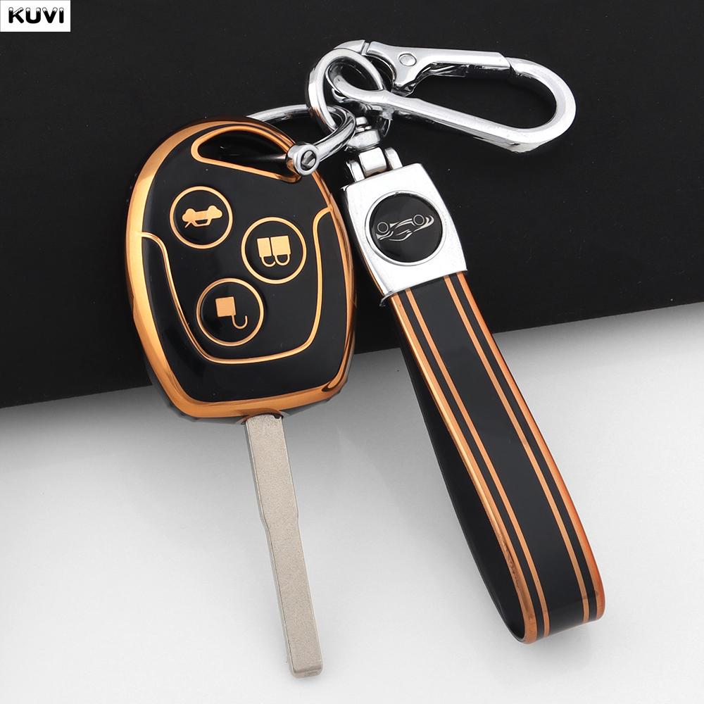 For Ford Mondeo Focus Fusion Fiesta Galaxy Transit 2006 2007 2008 Soft Tpu Golden Car Key Case Holder Keychain Fob Accessories