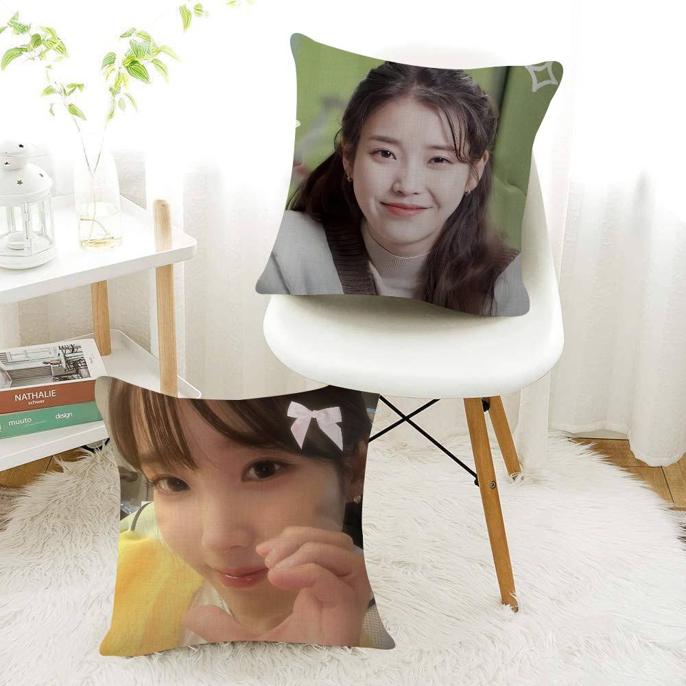 POP Korean Singer I-IU Pillow Covers Cartoon Sofa Decorative Home Double-sided Printing Short Plush Cute Cushion Cover