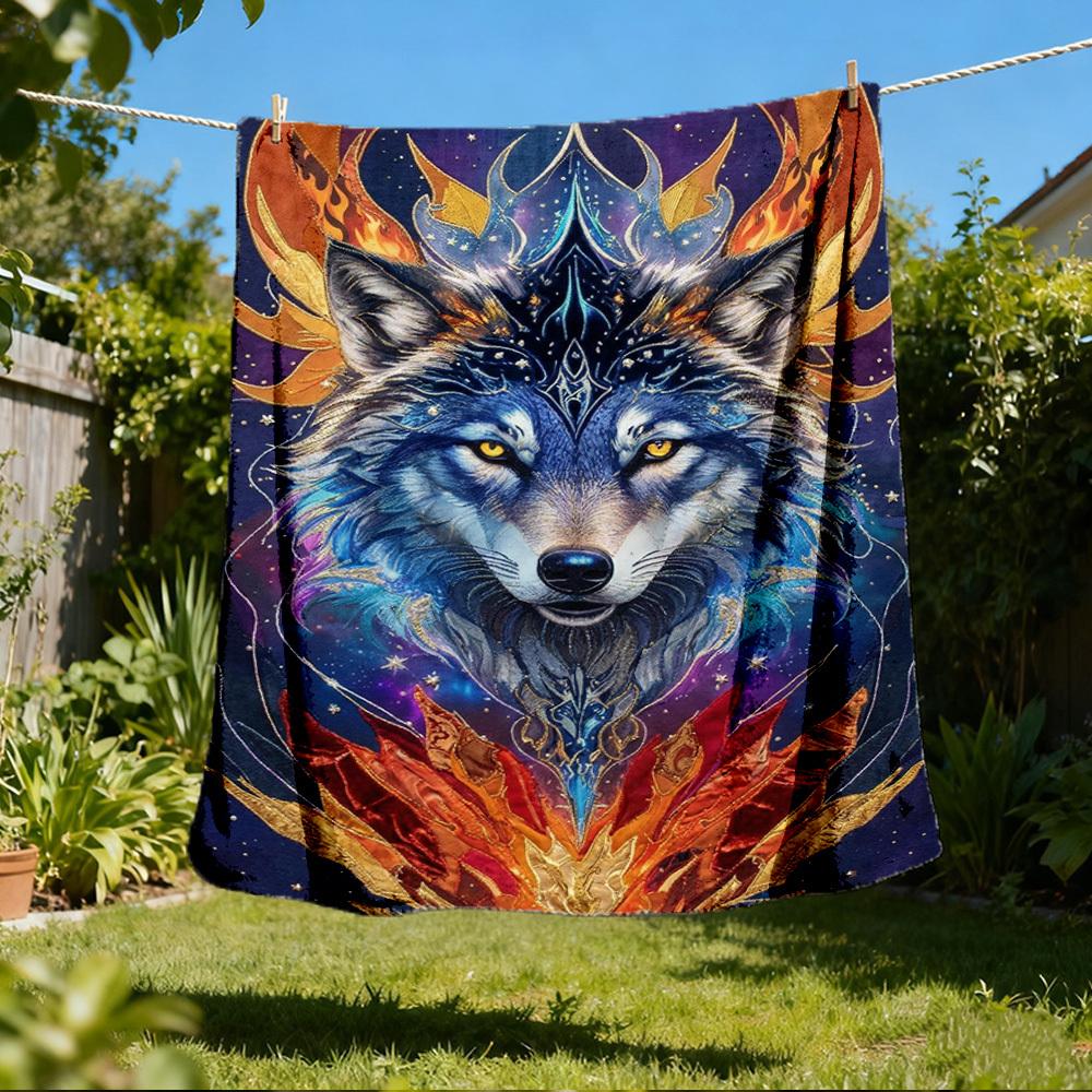 

1pc Wolf SpiritOutdoor Blanket, Soft And Comfortable Blanket, Casual Warm Outdoor Blanket, Good Birthday Gift yy260328086 75x90cm