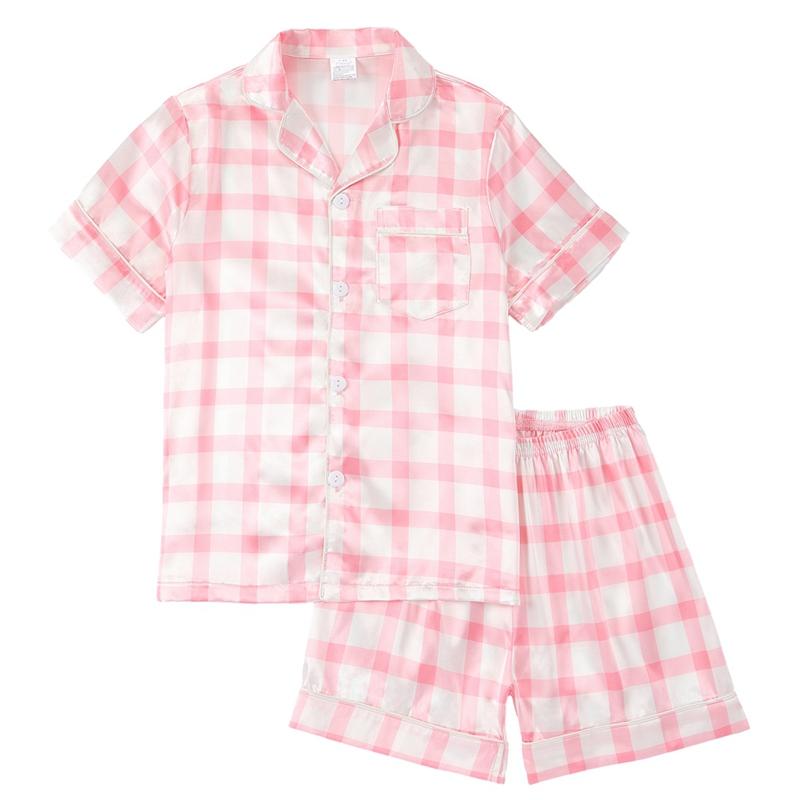 Zestaw piżamowy dla dzieci 4-14 lat z nadrukiem, top kardigan z krótkim rękawem i szorty