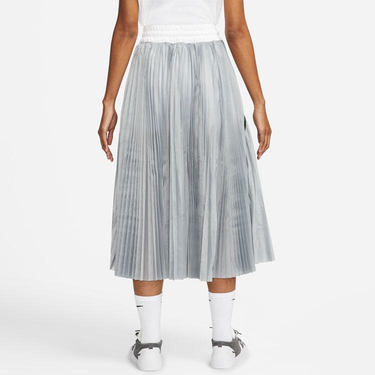 Nike X Sacai Collaboration Pleated Design Built-In Shorts Pleated Sports Long Skirt Women Skirts Gray CZ4683-100