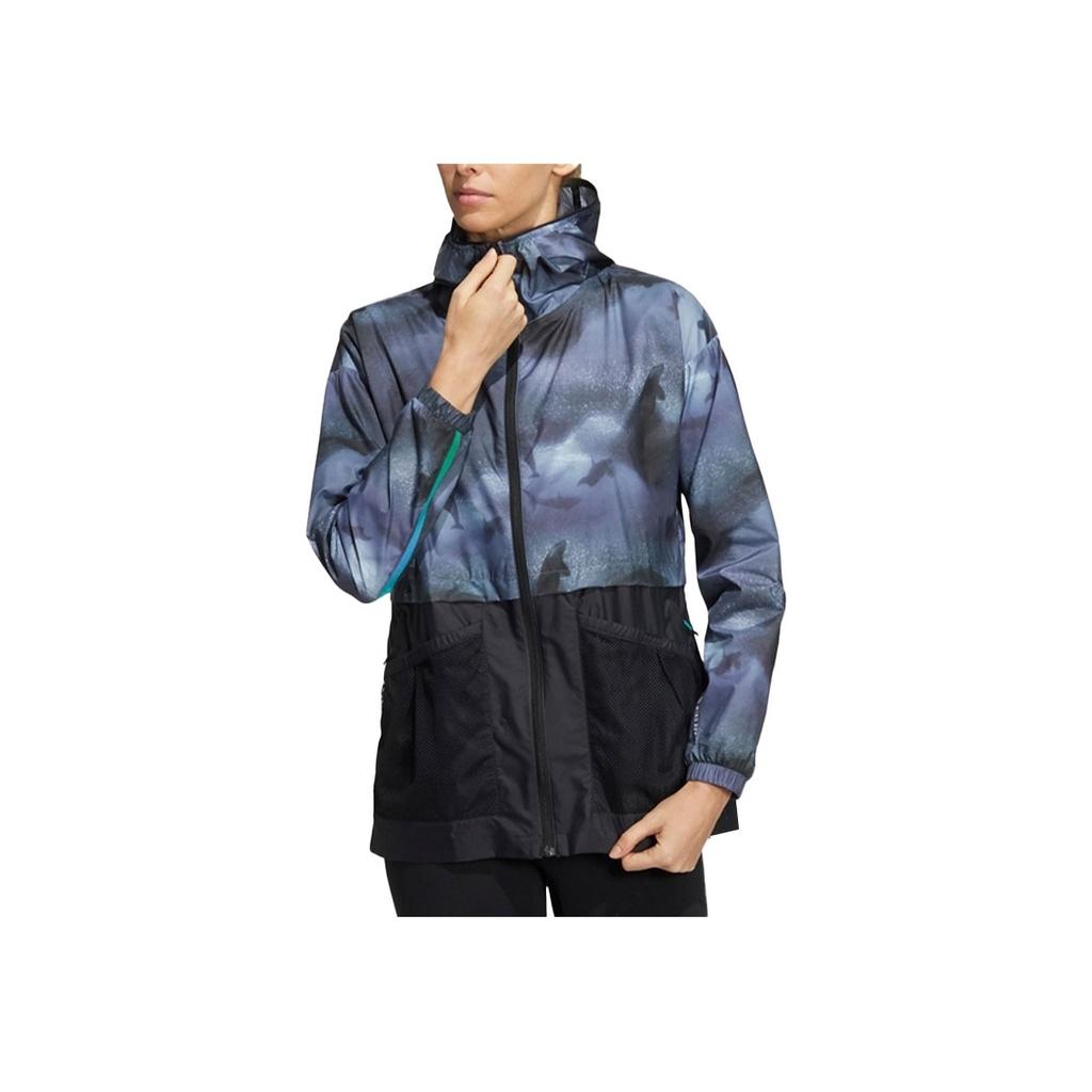 Adidas Tie-Dye Casual Woven Hooded Jacket Women Jacket Blue HE5178