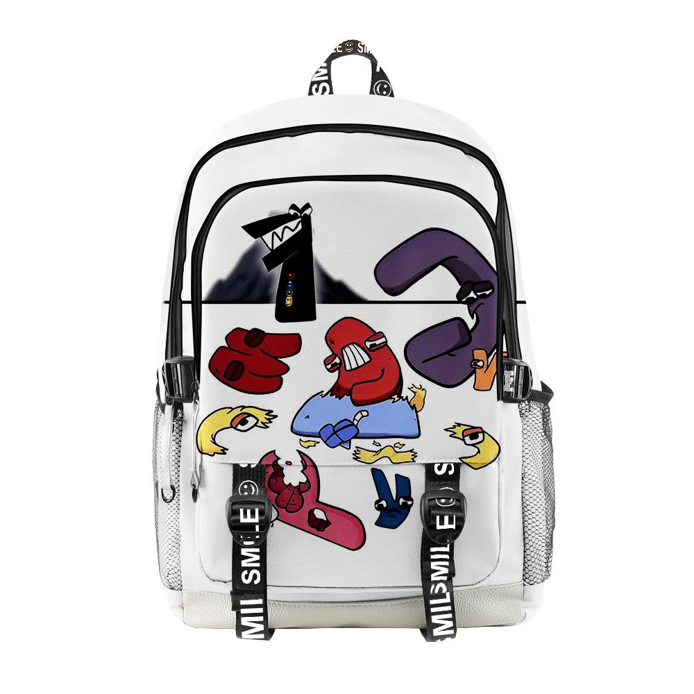 Rucsacuri școlare populare clasice Alphabet Lore pentru studenți, unisex, cu imprimeu 3D, Oxford, impermeabile, multifuncționale, rucsacuri de călătorie