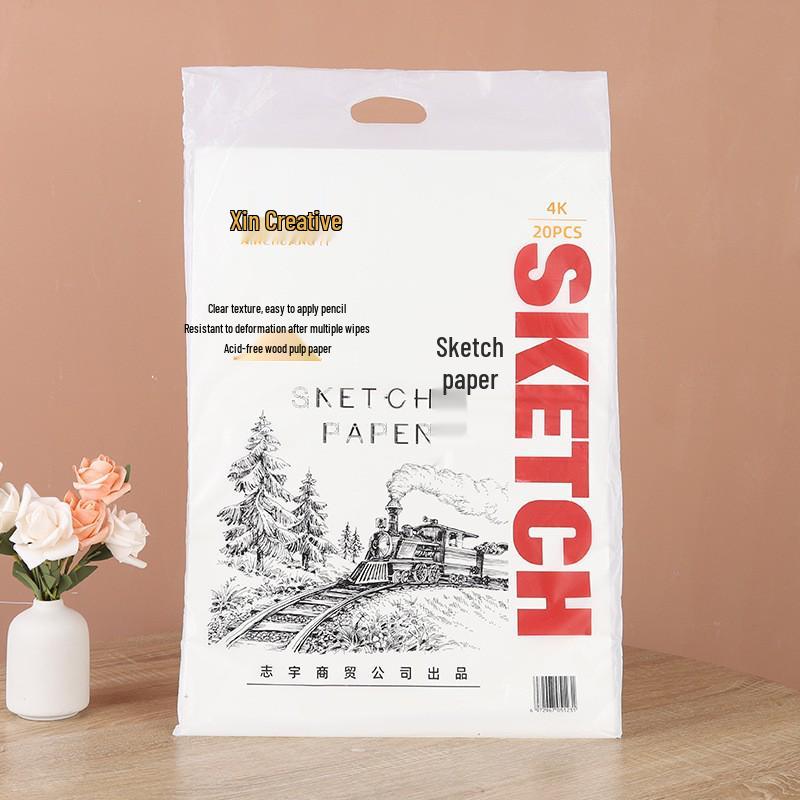 8K All Wood Pulp Sketch Paper for Pencil, Gouache, and Watercolor - Ideal for Art Students