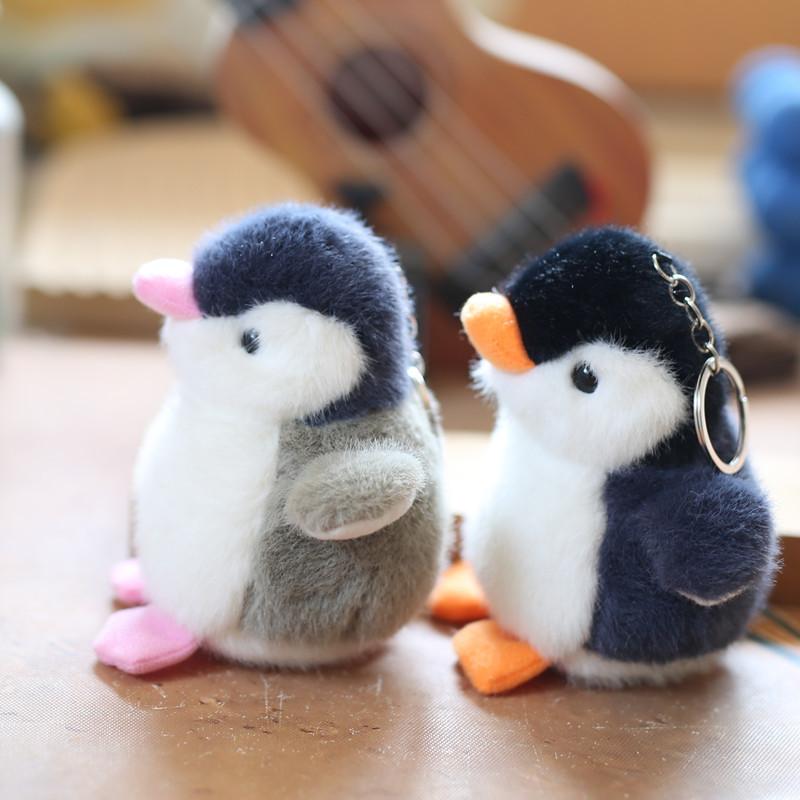 Charming Grey Black Penguin Plush Keychain Kids Bookbag Accessory Gift