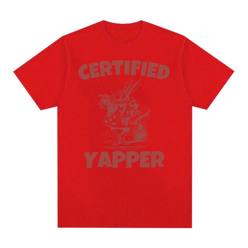 Certified Yapper Funny Gift Meme T Shirts Unisex Women s Vintage Cartoon Graphic T Shirt Oversized Cotton Short Sleeve T-shirt Tops S