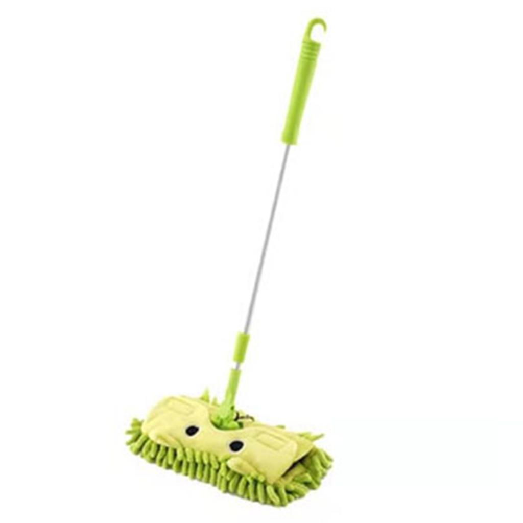 Kids Mop Cleansing Toy Cartoon Shaped Remove Dirts Housekeeping Pretend Play Mop for Home Green