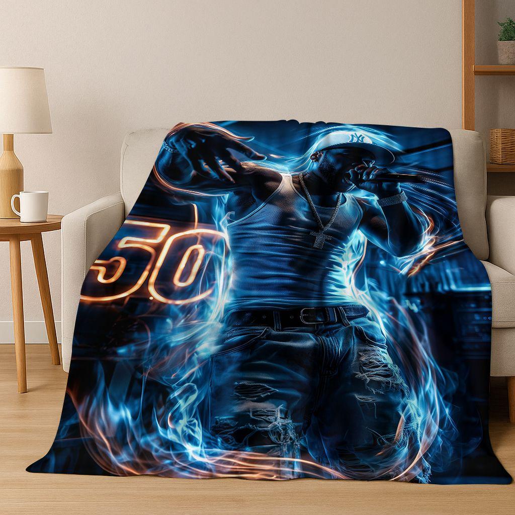 Manta de Franela con 26 Estilos de Artistas de Rap Dibujos Animados Tupac Snoop Dogg Hip Hop, Manta Acogedora Suave para Hogar Dormitorio Cama Cubierta de Sofá