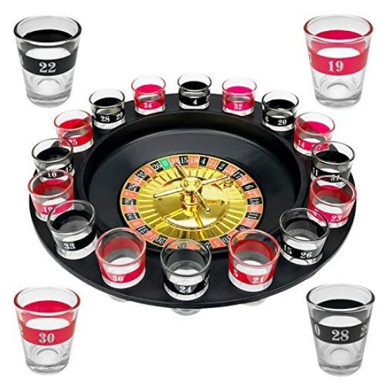 Jeu à Boire Roulette 30 Cm – 16 Verres + 2 Boules – Coffret Polystyrène – Accessoire Fête – Shot Glass – Idée Cadeau