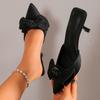 Fashion 2024 Spring and Summer New Fashion Bow Decorated Mules Elegant Pointed Toe Stiletto Heels Women's Baotou Slippers Women Slippers