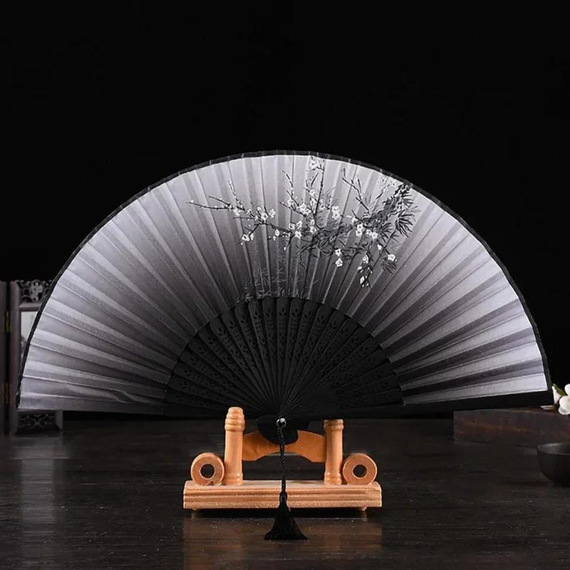 1Pc Folding Fan Bamboo Ancient Fan Handmade Chinese Traditional Decorative Craft Fan for Home Decor