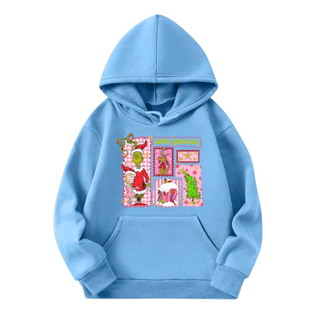 Child Fashion Lightweight Long Sleeve Pullover With Pockets  Print Hoodie