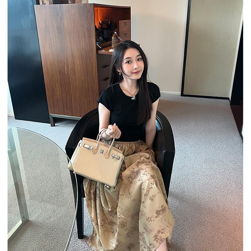 Bolsa Platina Bloco de Cores Touch Mini Bolsa Transversal Sensação de Alto Nível Padrão Crocodilo Couro Bovino Camada Superior Versátil Bolsa de Mão para o Dia a Dia