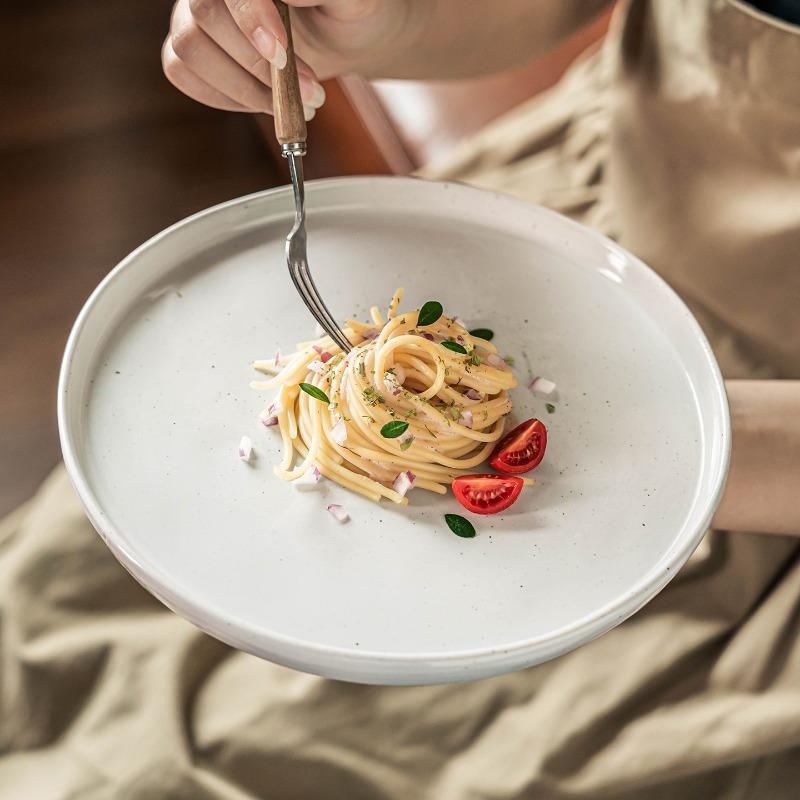 White Round Ceramic Dinner Plate Home Pasta Steak Plate Porcelain Hotel Restaurant Tableware Cooking Dishes Kitchen Appliances