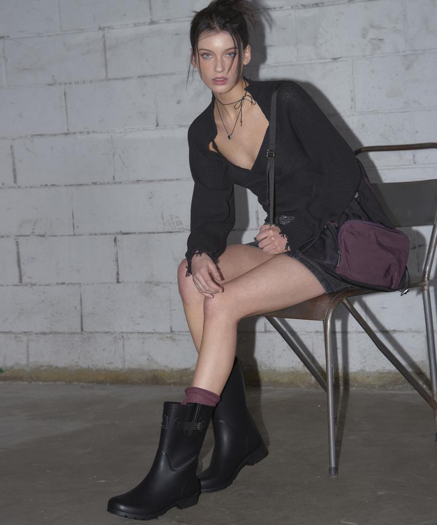 Leathery Melting Plain Rain Boots [3 Colors]