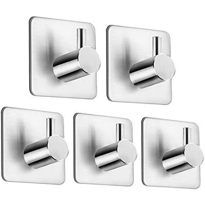 Hooks Adhesive Hooks Stainless Steel Hooks Towel Holder For Kitchen And Bathroom,5 Pieces Hook Sticker