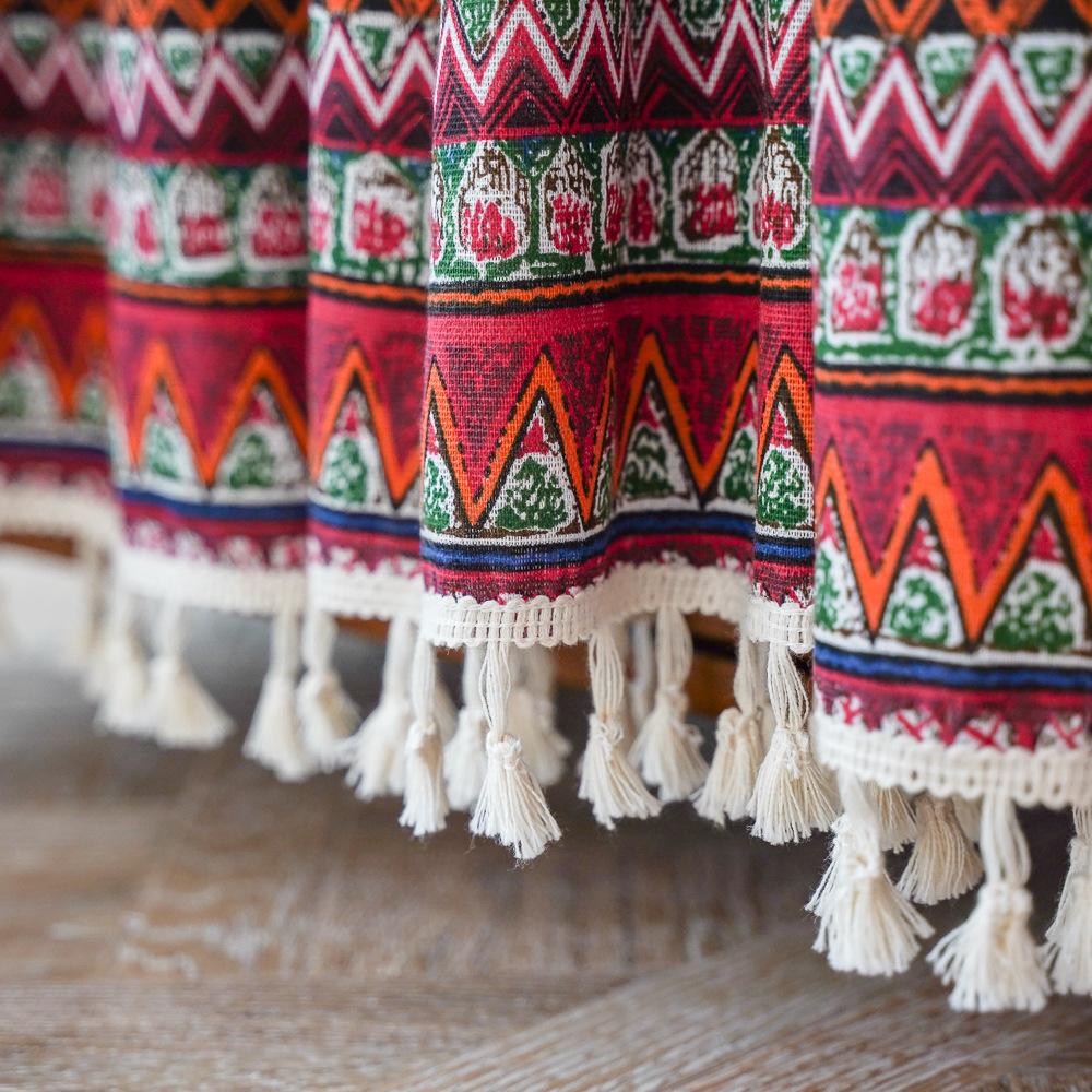 Bohemian Cabinet Curtain Dust-Proof Partition Short Curtain Homestay Small Window Curtain Fabric Half Curtain Door Curtain Shoe Cabinet Curtain