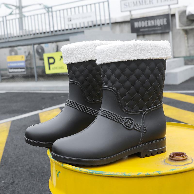 Waterproof Rain Boots Women's Fashion Rubber Shoes Casual Women's Boots Women's Water Shoes Women's Medium Tube Rain Shoes