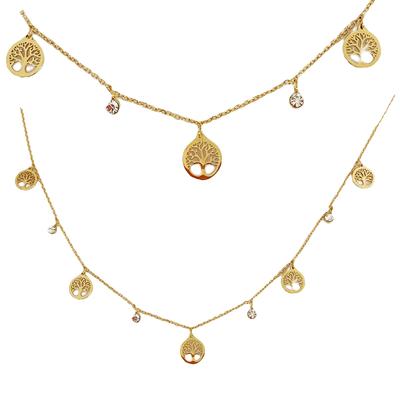 [R7344] - Designer-Halskette aus goldenem Stahl „Baum des Lebens“ - 10 mm