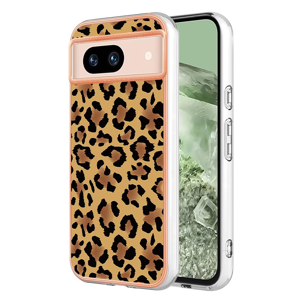 

YB IMD Series-19 Style-D For Google Pixel 8a Electroplated Case 2.0mm TPU Anti-Scratch Phone Cover Leopard Print
