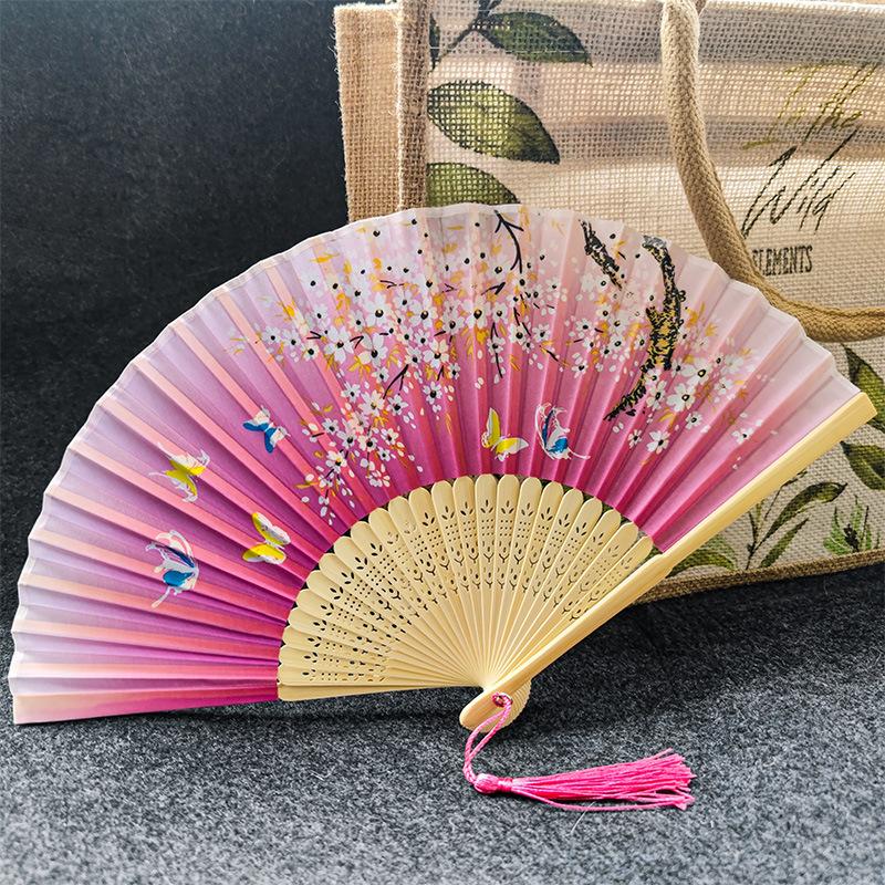 1pc Bamboo Hand Fan Multi-colored Foldable Vintage Chinese Style Home Decor Handheld Folding Fan for Church Wedding Party Gifts
