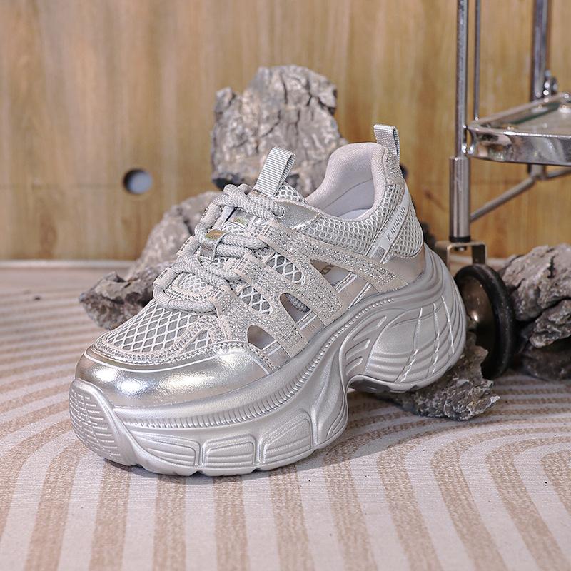 Inner height increase dad shoes women 2025 summer new versatile small mesh breathable casual sports shoes casual