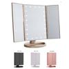 LED Desktop Folding Vanity Mirror with 2X/3X Magnification, Dual Power, Touch Dimming, Tri-Fold Design