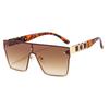 European and American new fashion square frameless gradual change color sunglasses men and women cheetah decorative temple metal sunglasses