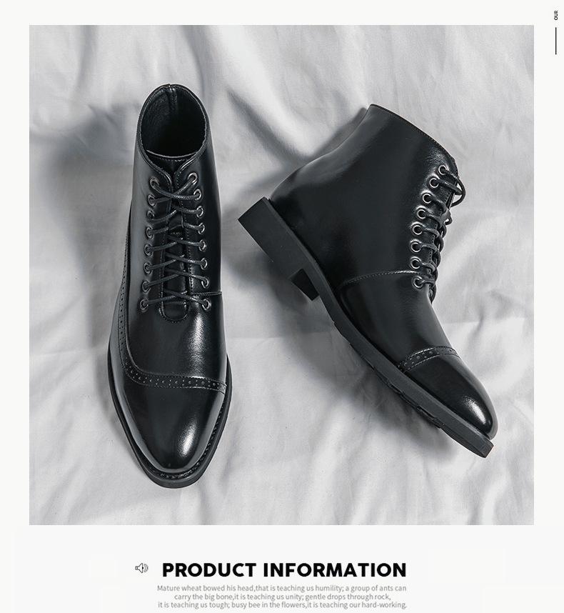 Botas de Cuero Altas Estilo Británico para Hombre Tallas Grandes de Otoño
