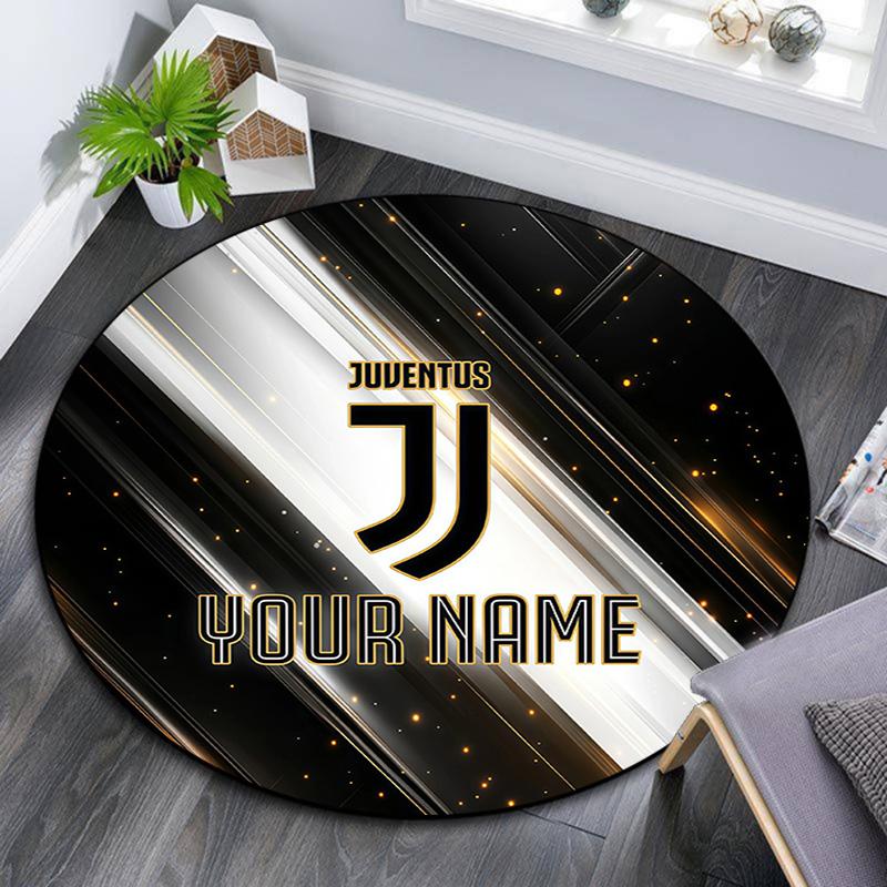 Custom Name Juventus2 Round Area Rug,Carpet Rug for Living Room Bedroom Sofa Playroom Decor,Non-slip Floor Mat