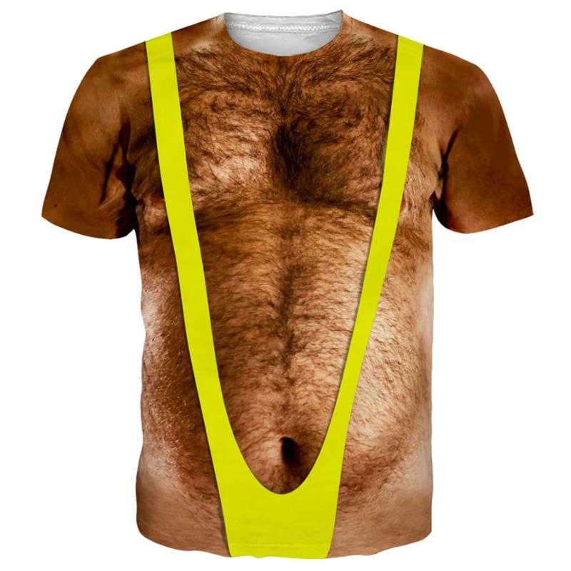 Hairy Chest Men T Shirt 3d Printed Muscle Fake Abs T-shirt Cosplay Costume Tee ShirtsSummer Women Tshirt Clothing Kid Tshirt Y2k