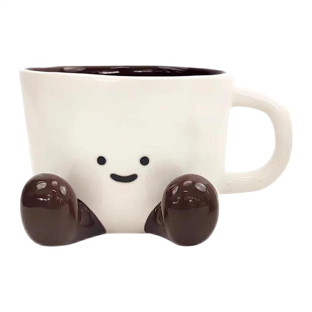 Cartoon Coffee Mug With Handle Ceramic Coffee Cup Charming Face With Cute Feet Water Cups Birthday Gifts Office Home Decor