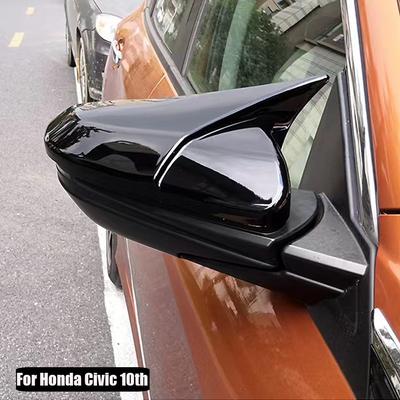 Car-styling For Honda Civic 10th 2016- Horn Shape ABS Carbon Fiber Style Rear View Side Mirror Cover Rearview