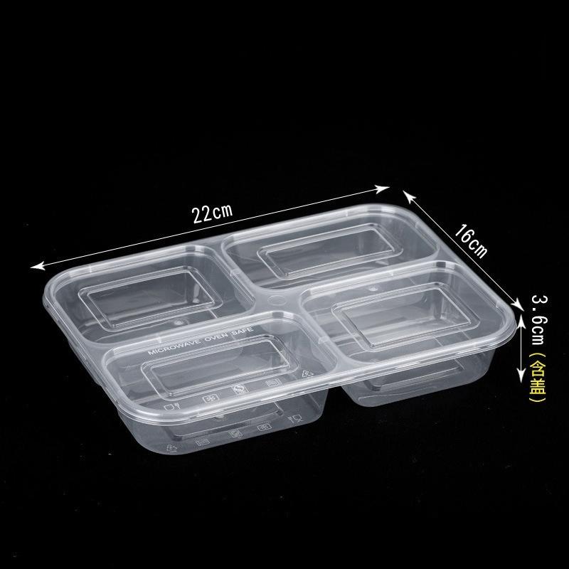 Einweg-Lebensmittelbehälter mit 4 Fächern Takeaway-Mittagessenbox Bento Meal Prep Behälter Lebensmittelqualität