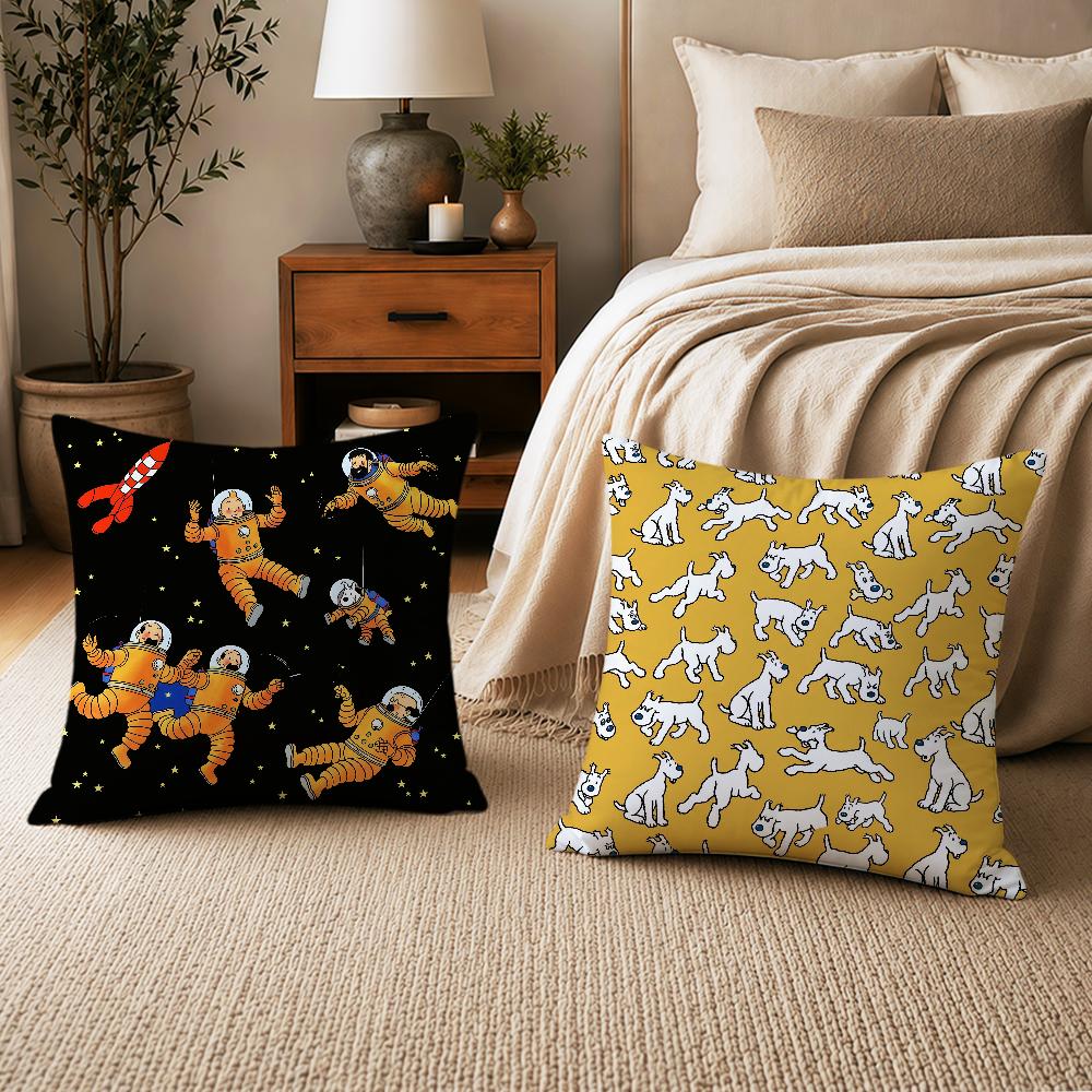 art dog comic soft pillowcase cute t-t-T-Tin-tinES-S-S fun Sofa Home S-S-SnowyS Living Room Decor bed hogar pillowcover gift