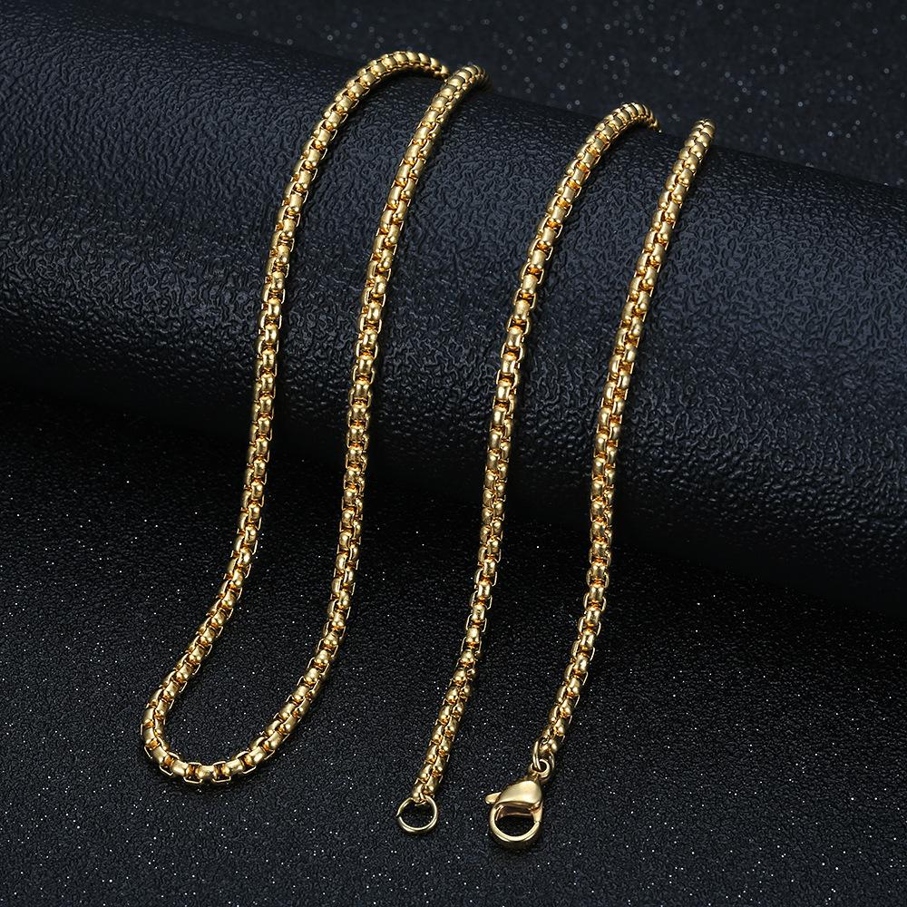 Rugby Zircon Pendant Stainless Steel Box Chain Men's Hip Hop Necklace Jewelry