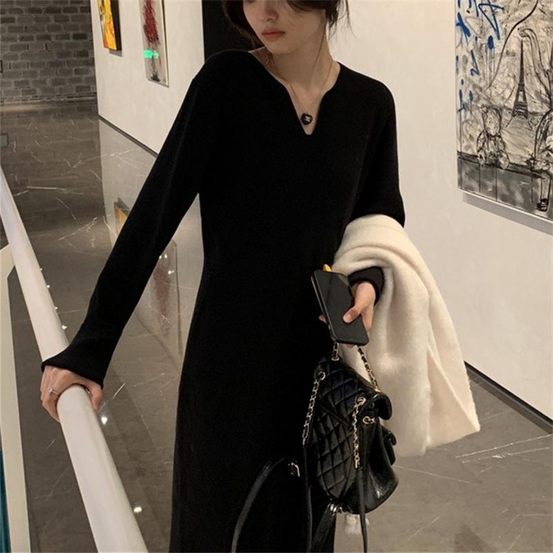 YYFS Maglioni a maniche lunghe con scollo a V, stampati in tinta unita, casual, autunno inverno, da donna