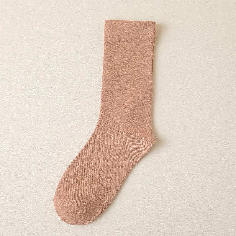 Women's Autumn & Winter Solid Color Cotton Pile Socks – Boneless, Loose-Fit, Mid-Calf, Perfect for Maternity.